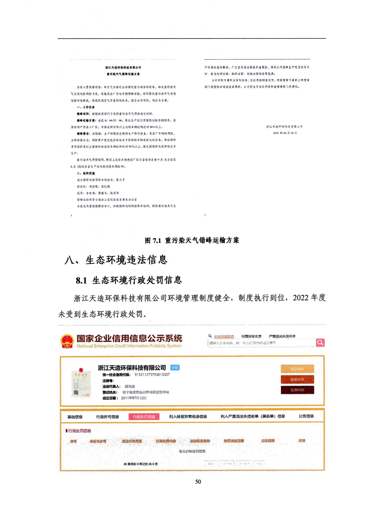 2022浙江天造环保科技有限公司环境信息依法披露年度报告